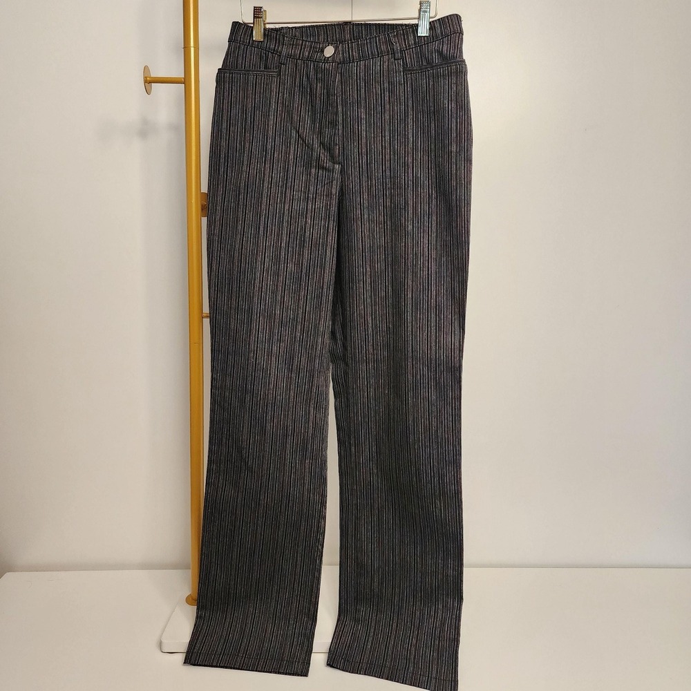 TanJay Vintage Pinstripe Trousers Multi-Color Relaxed Straight Leg Pants Size 8